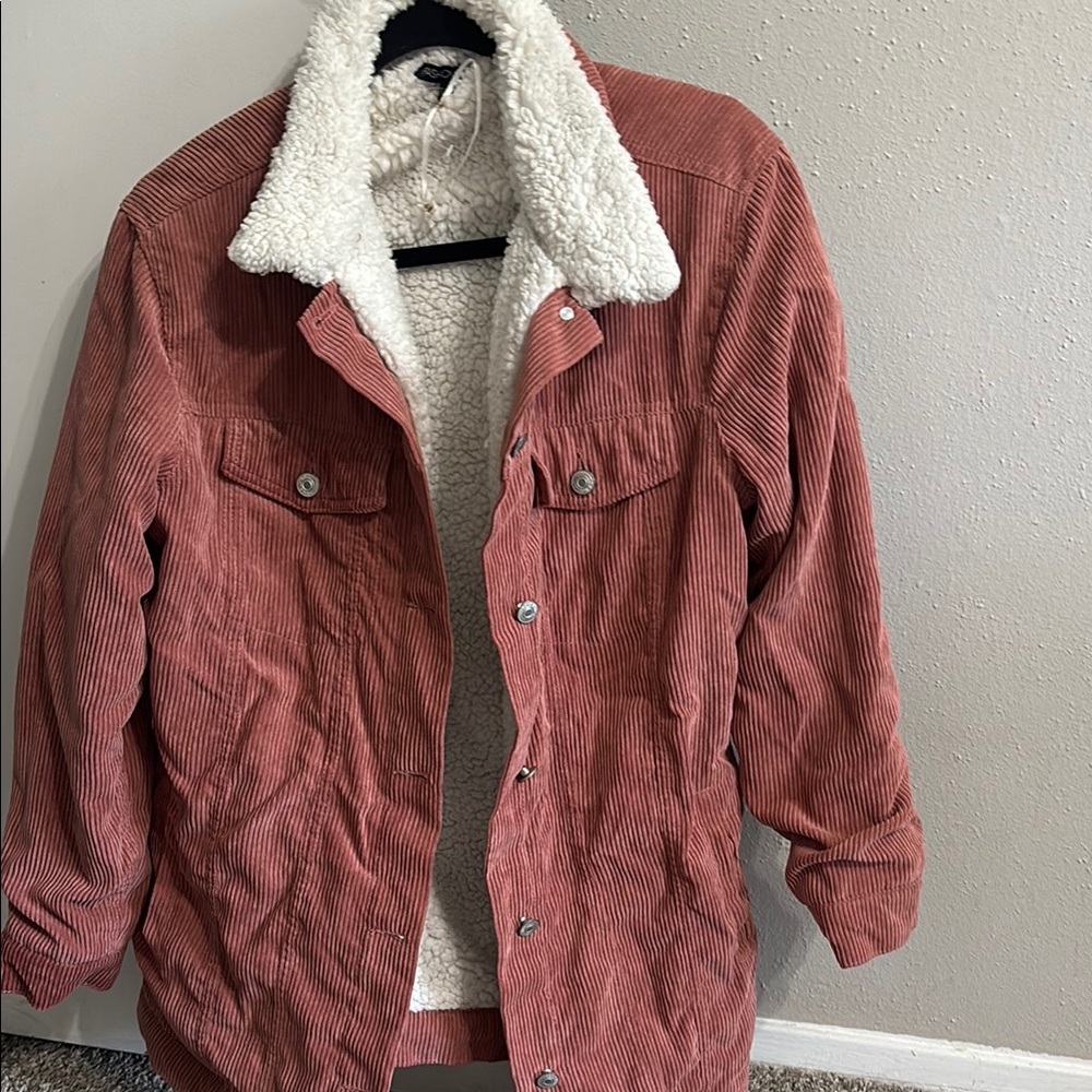 Fashion Nova Women's Corduroy Sherpa Jacket - Rust